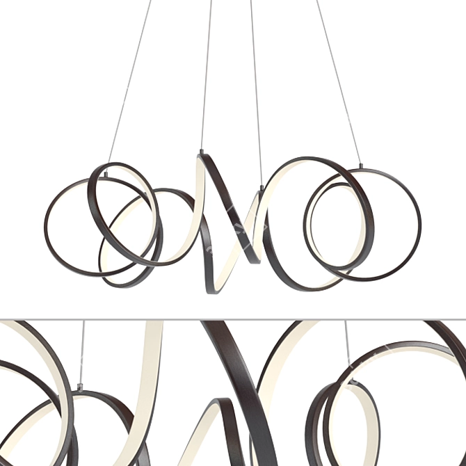 Modern Synergy Pendant: Antique Brass, Silver, Black 3D model image 5