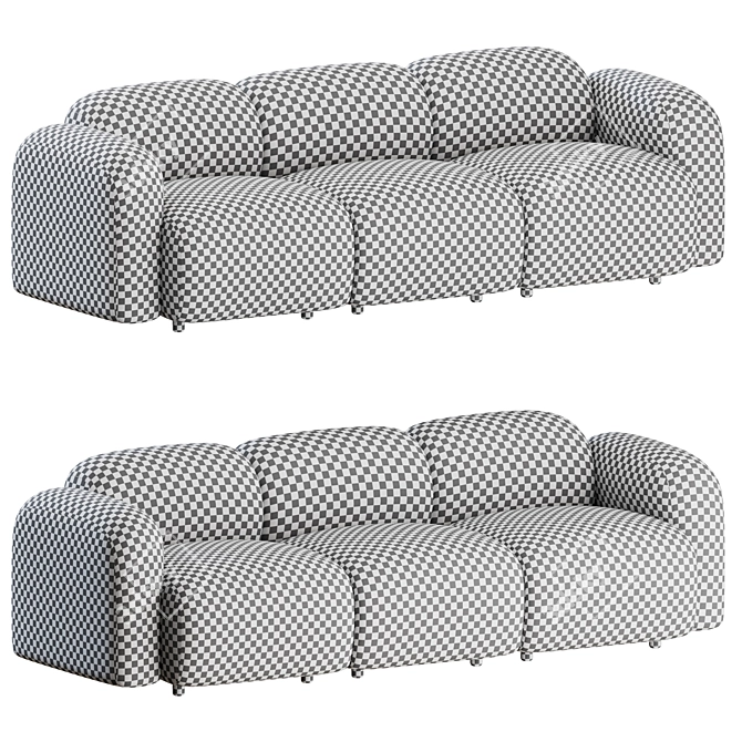 Sleek 3-Seater Swell Sofa 3D model image 2