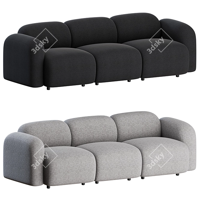 Sleek 3-Seater Swell Sofa 3D model image 5