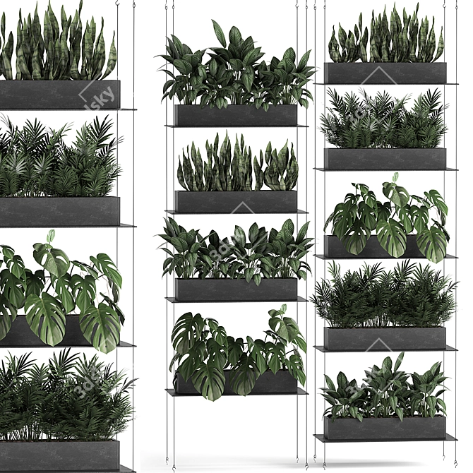 Vertical Greenery: Exotic Plants, Stylish Shelving 3D model image 1