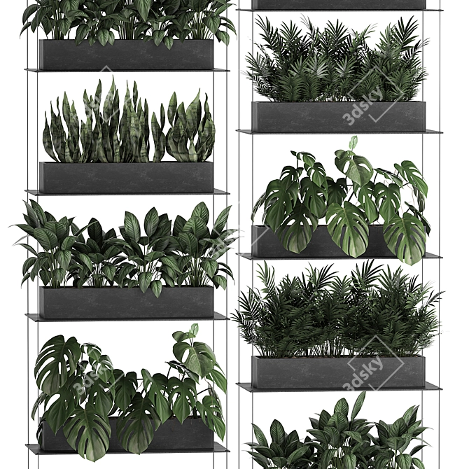 Vertical Greenery: Exotic Plants, Stylish Shelving 3D model image 3
