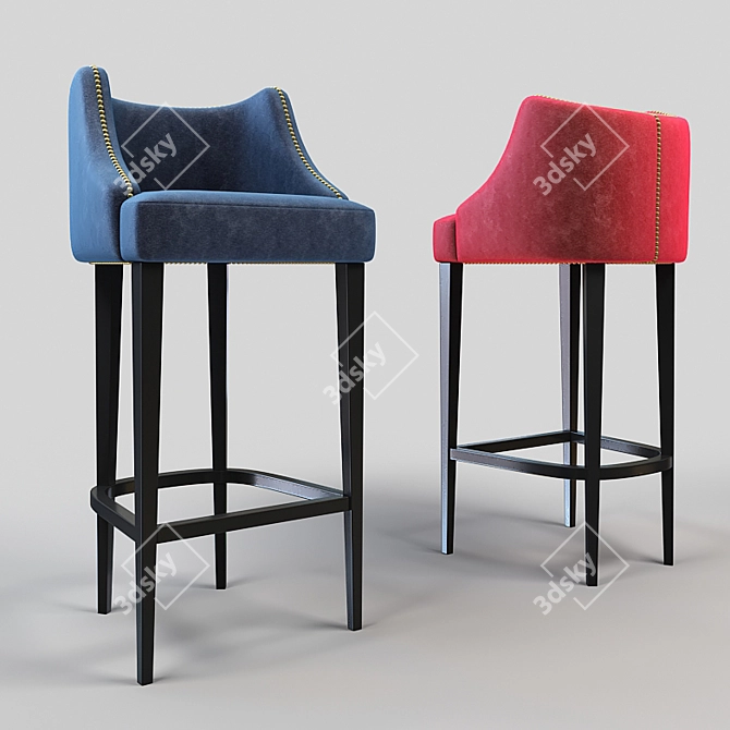 Luxury Velvet Bar Stool UK 3D model image 1