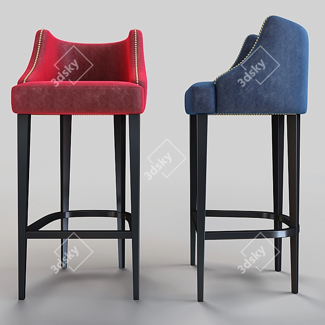 Luxury Velvet Bar Stool UK 3D model image 3