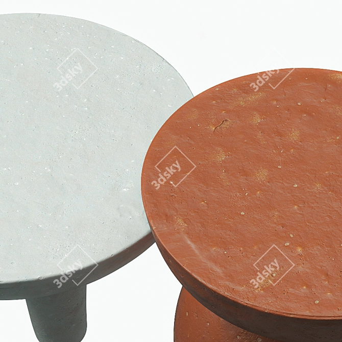 Earthen Unity: Clay Side Tables 3D model image 2