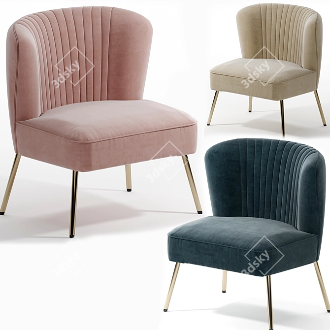 Elegant Nathalie Side Chair 3D model image 1