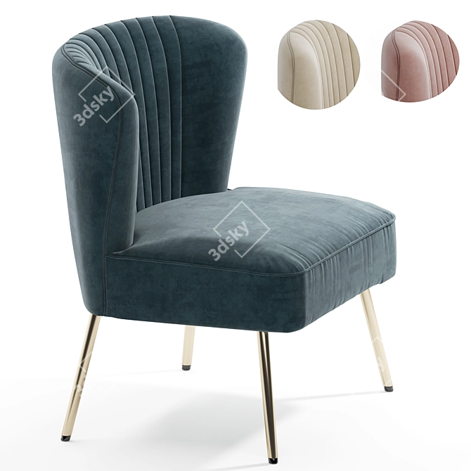 Elegant Nathalie Side Chair 3D model image 3
