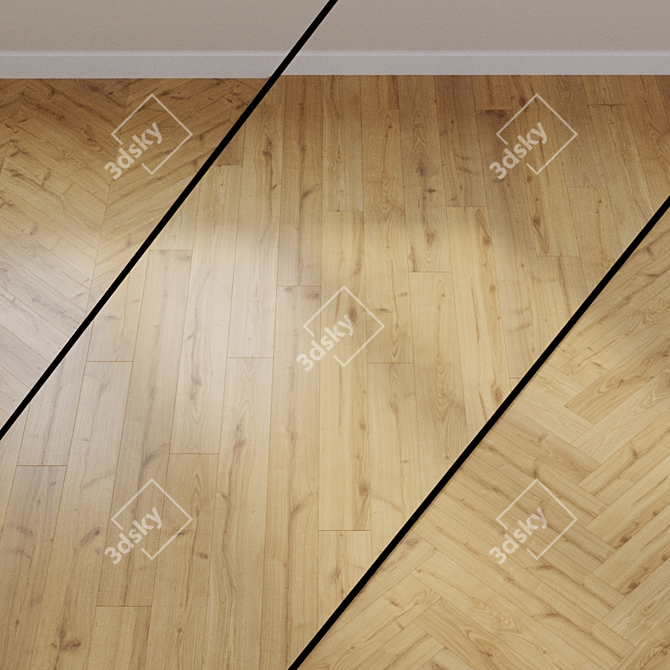 Harmonious Oak Laminate Flooring 3D model image 1