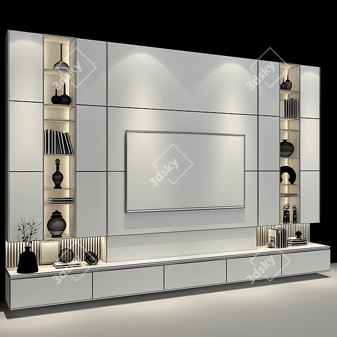 Modern TV Shelf Set 324 3D model image 3