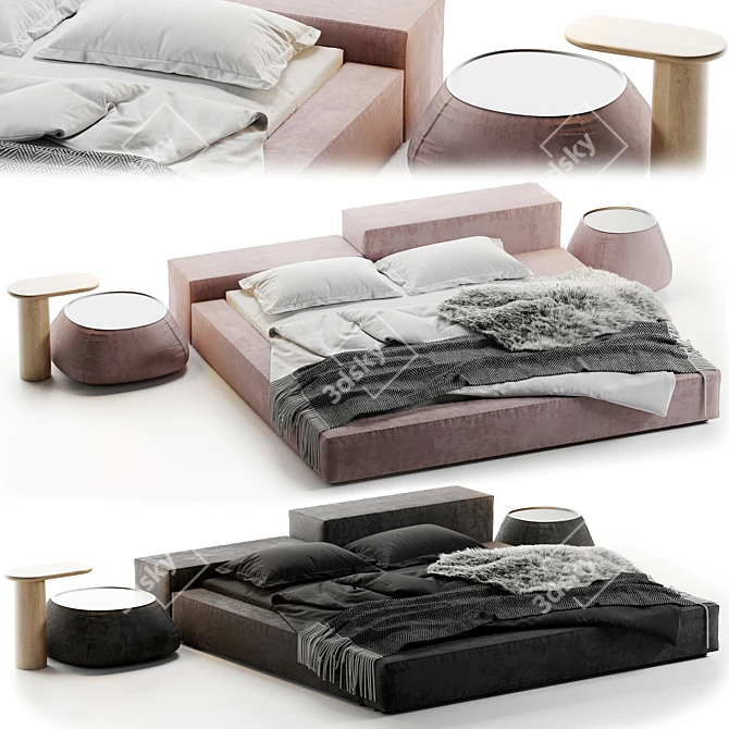 Luxurious ExtraSoft Bed Set 3D model image 4