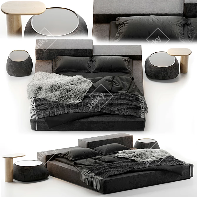 Luxurious ExtraSoft Bed Set 3D model image 5