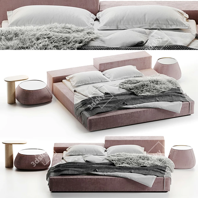Luxurious ExtraSoft Bed Set 3D model image 6