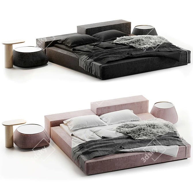 Luxurious ExtraSoft Bed Set 3D model image 2