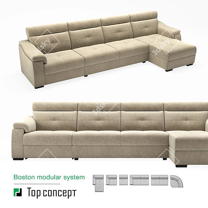 Versatile Modular Boston Sofa 3D model image 1