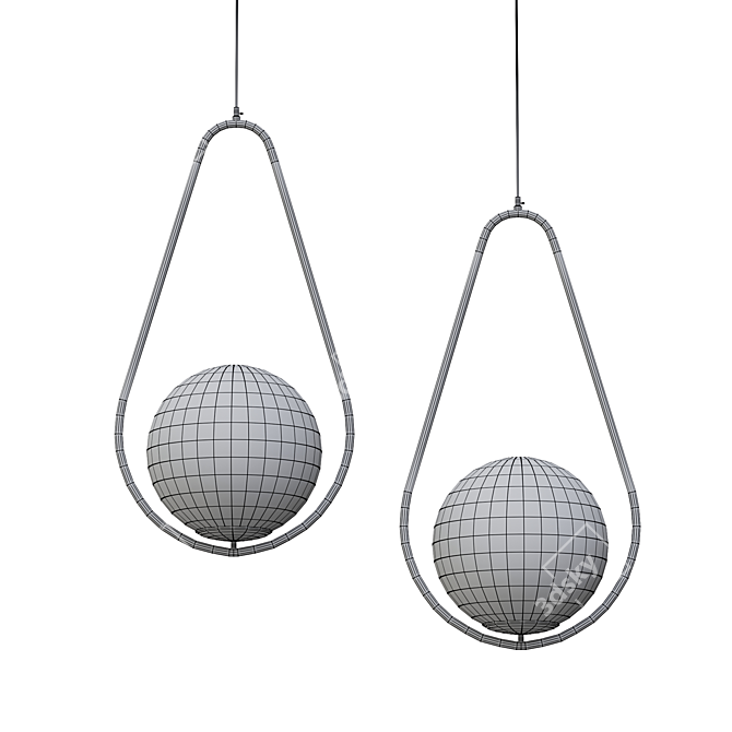 Sleek Modern Hoop Drop Pendant 3D model image 2