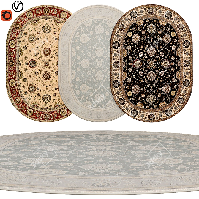 Elegant Oval Rugs | Versatile 3D model image 1