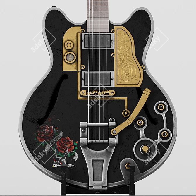 SteamGuitar: Electric Guitar with Steampunk Elements 3D model image 2