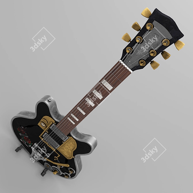 SteamGuitar: Electric Guitar with Steampunk Elements 3D model image 4