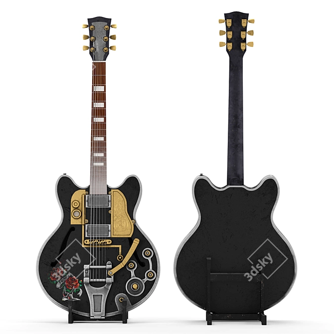 SteamGuitar: Electric Guitar with Steampunk Elements 3D model image 6