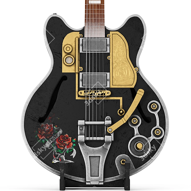 SteamGuitar: Electric Guitar with Steampunk Elements 3D model image 7