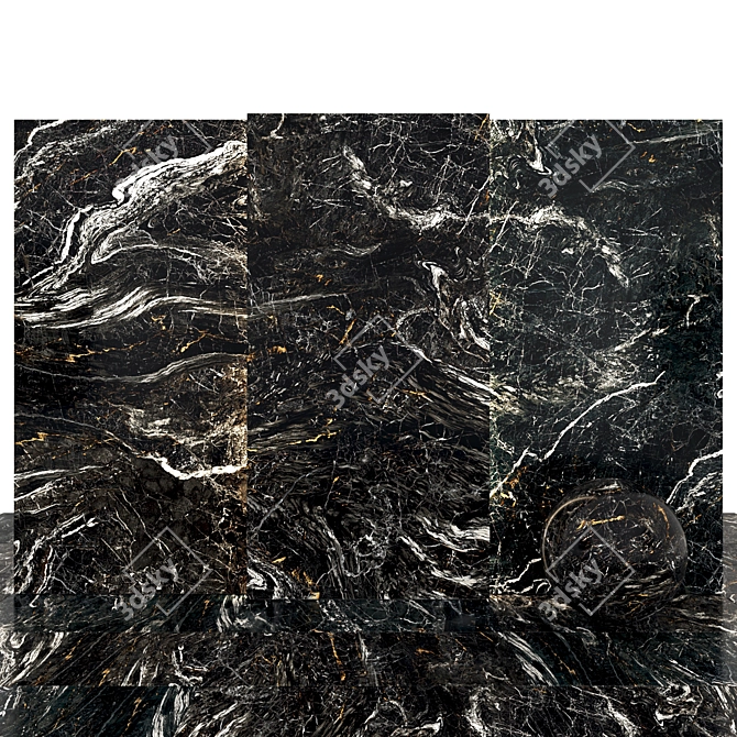 Elegant Dark Wave Marble Slabs 3D model image 2