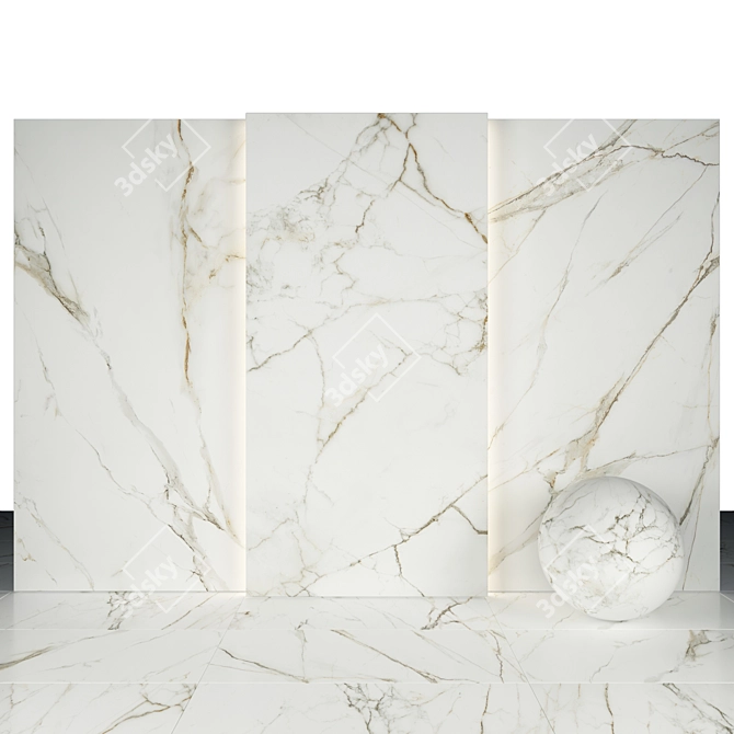 Elegant Emotion White Marble 3D model image 1