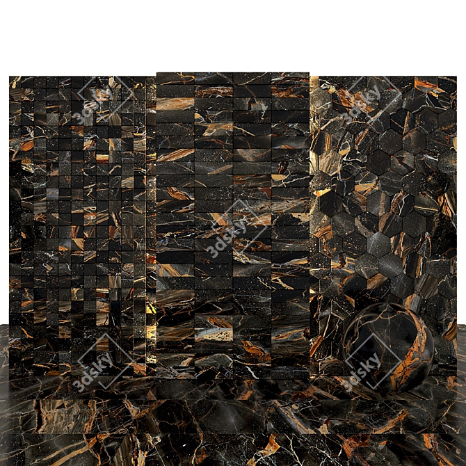 Brown Gold Marble: Luxurious Texture for Stunning Designs 3D model image 3