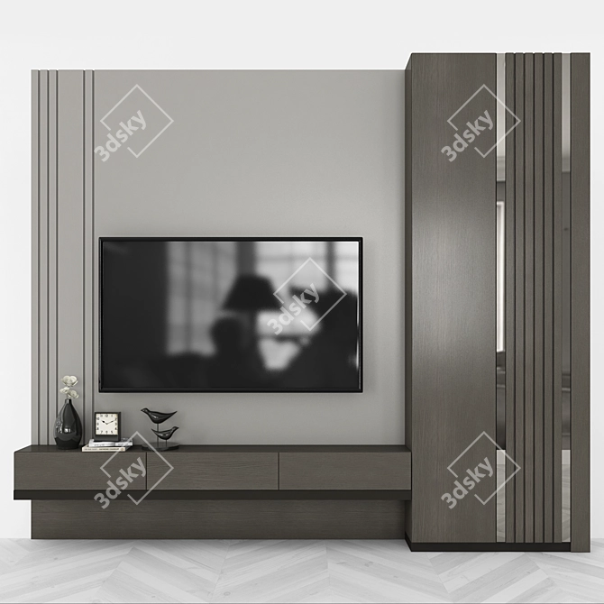 Modern TV Wall Unit with 65" Inch TV 3D model image 1