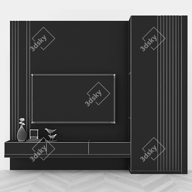 Modern TV Wall Unit with 65" Inch TV 3D model image 4