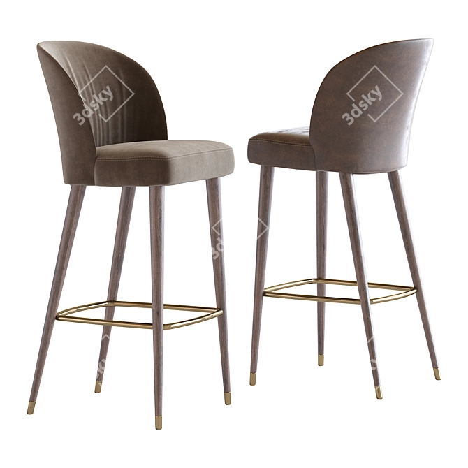 Elegant Rose Barstool 3D model image 2