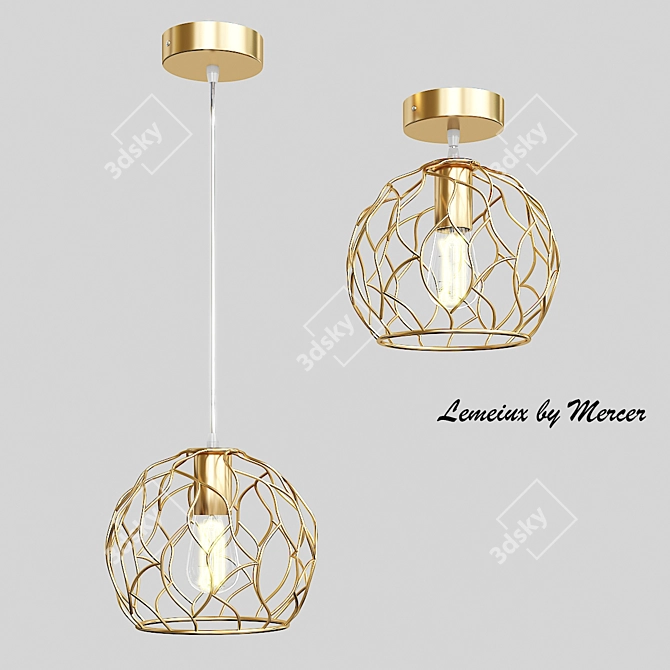 Modern Single Globe Pendant 3D model image 1