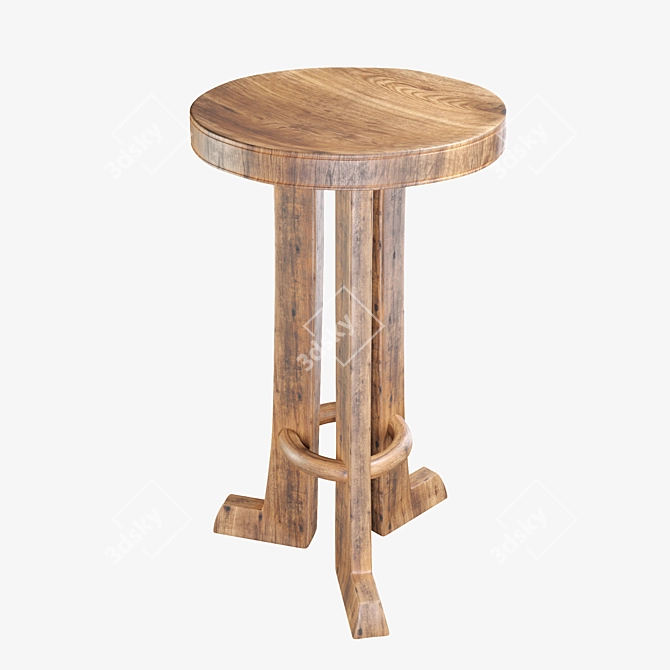 African-Inspired 3-Leg Bar Stool 3D model image 3