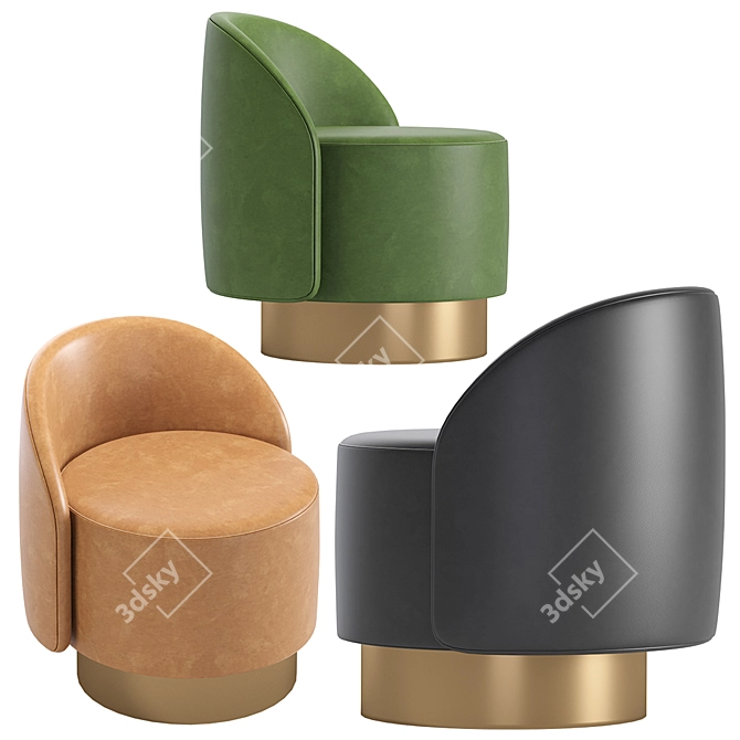 Modern Leather Small Armchair by Tacchini 3D model image 3