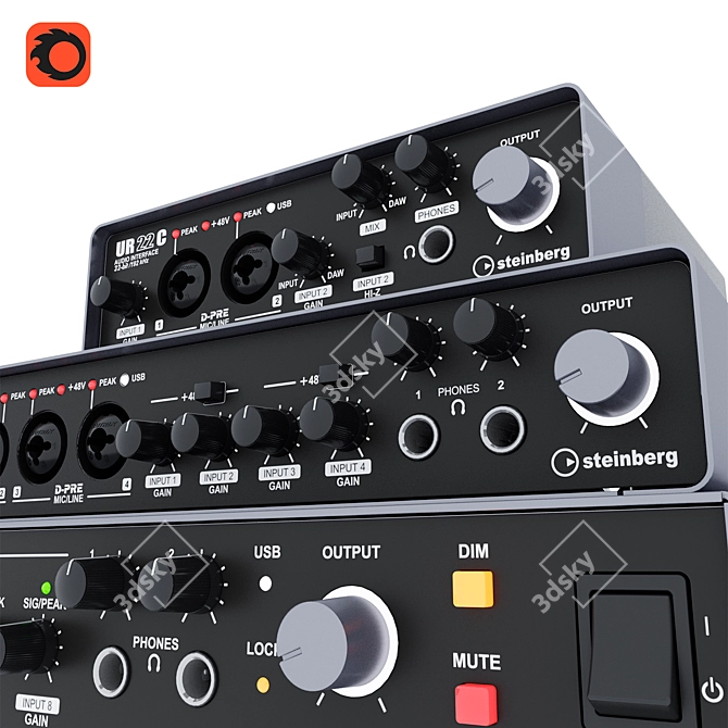 Steinberg UR Audio Interfaces - High-Quality Sound Cards 3D model image 4