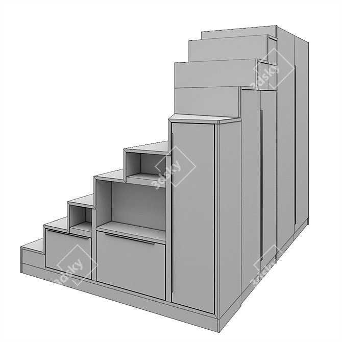 Tetrahedral Grid Ladder Wardrobe 3D model image 5