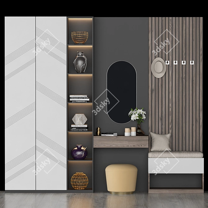  Sleek and Spacious Hallway Organizer 3D model image 1