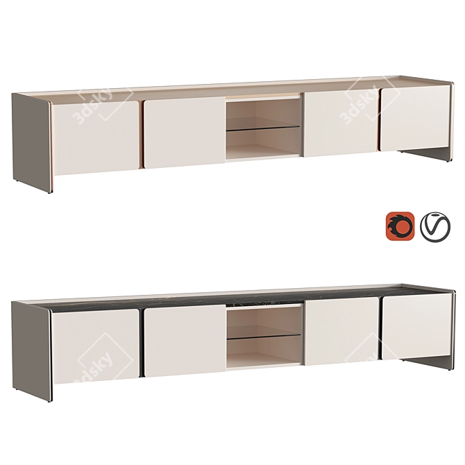 Havasu TV Stand - Modern Style, Praddy Collection 3D model image 1