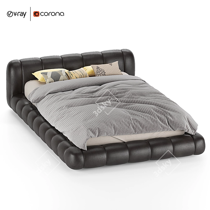 ModLeather Bed: Elegant & Contemporary 3D model image 1