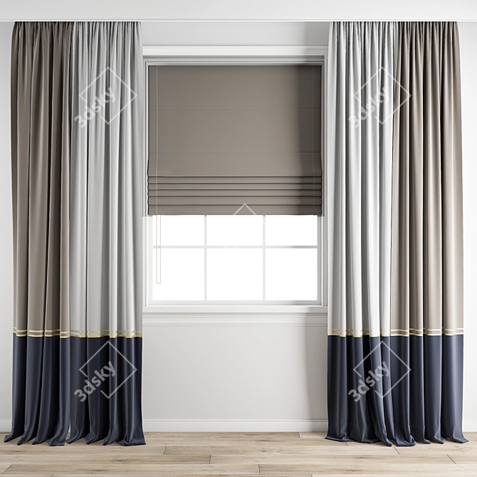 Elegant Polygonal Curtain Model 3D model image 1