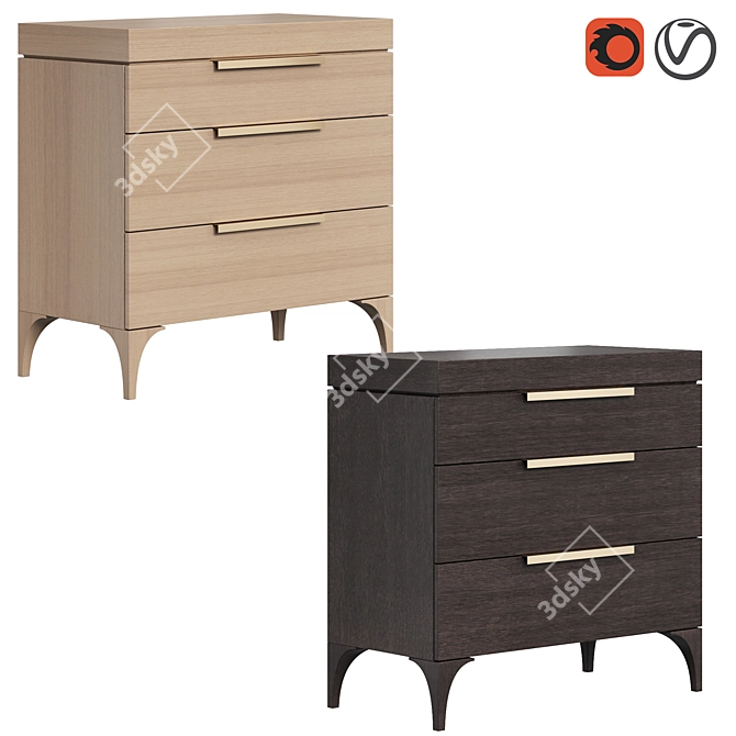 Modern Oak Chest of Drawers - Bridge 3D model image 1