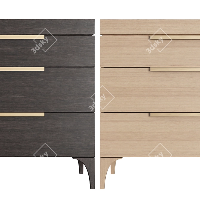 Modern Oak Chest of Drawers - Bridge 3D model image 2