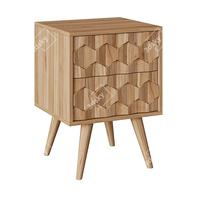 Khaleesi Bedside Table: Rustic Elegance for Modern Living 3D model image 1