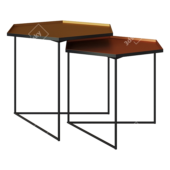 Title: Vertig Copper Side Table Set 3D model image 1