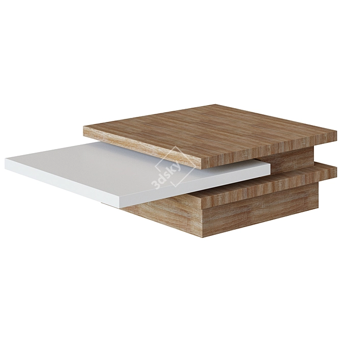 Modern Yuki Coffee Table in White and Natural- A Stylish Addition to Your Living Space 3D model image 1