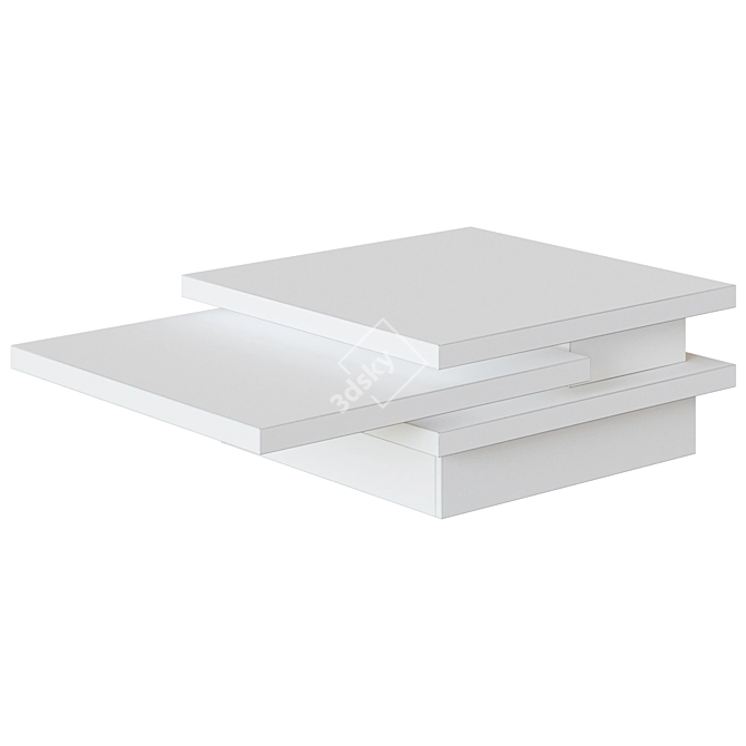 Modern Yuki Coffee Table in White and Natural- A Stylish Addition to Your Living Space 3D model image 2