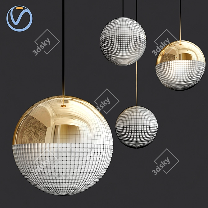 Elegant Lens Flair Pendant Light 3D model image 4