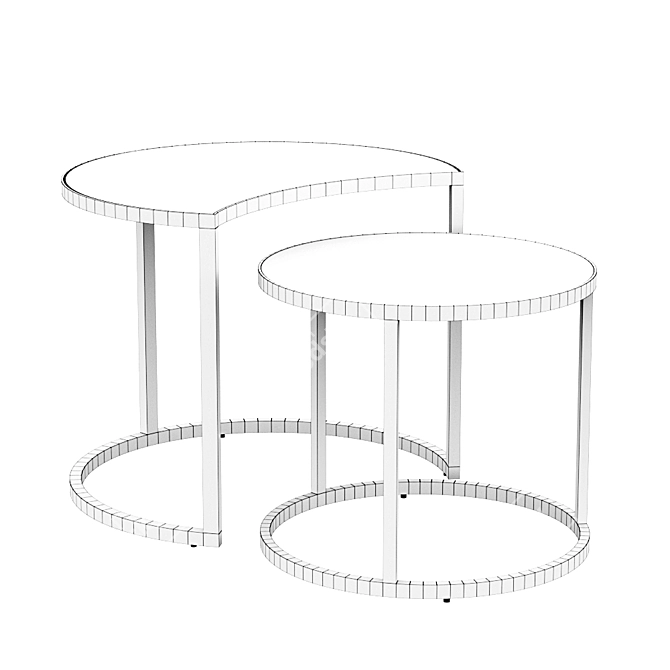 Modern Set of 2 Bast Side Tables 3D model image 2