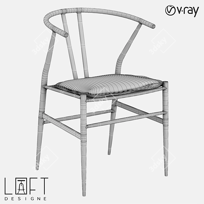 Stylish Metal and Leather Chair 3D model image 2