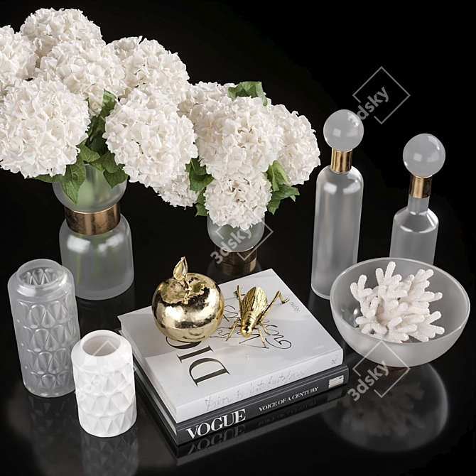 Frozen Glass & Hydrangea Decor Set 3D model image 2