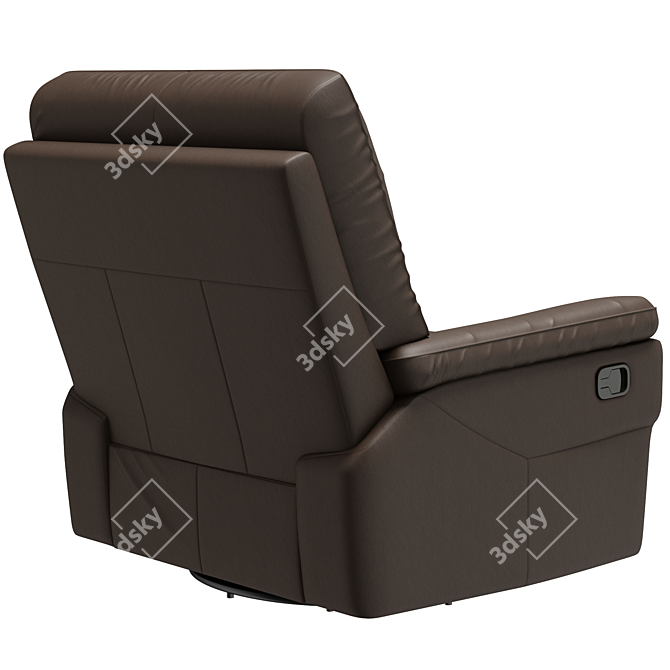 Imola Black Leather Reclining Swivel Armchair 3D model image 2