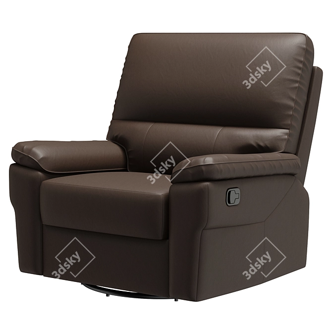 Imola Black Leather Reclining Swivel Armchair 3D model image 4